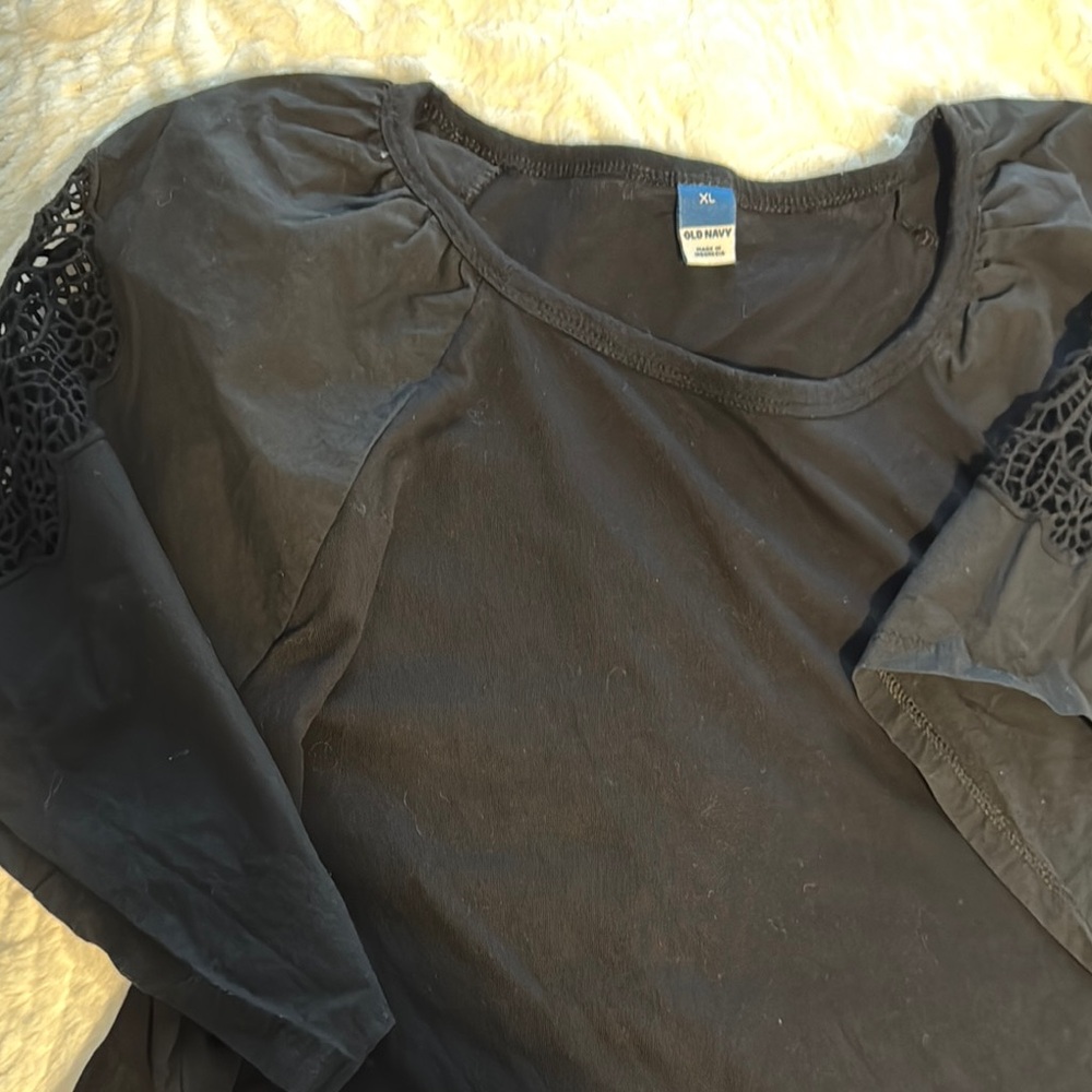 Women's Black Top with Lace Sleeves